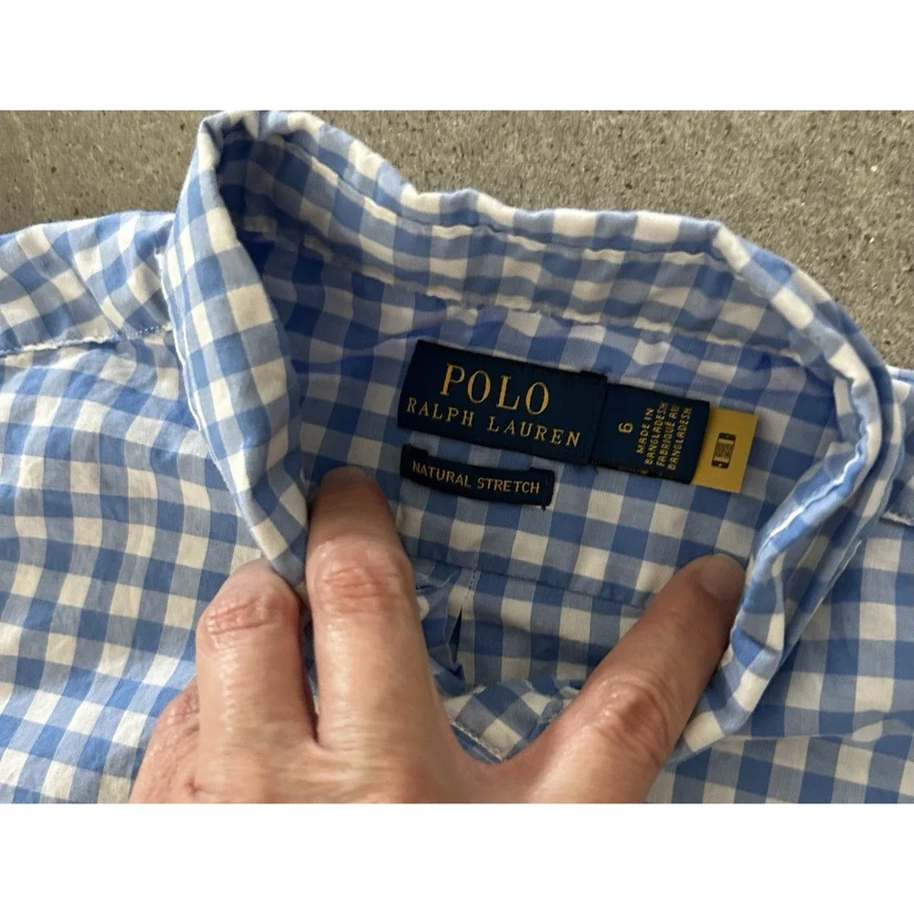 Polo Ralph Lauren Cotton & Linen Shirt Lot Boys Size 6 Short Sleeve Plaid Sz 6-7